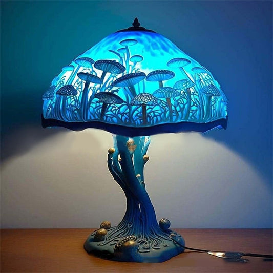 Stained Glass Cerulean Shroom Lamp